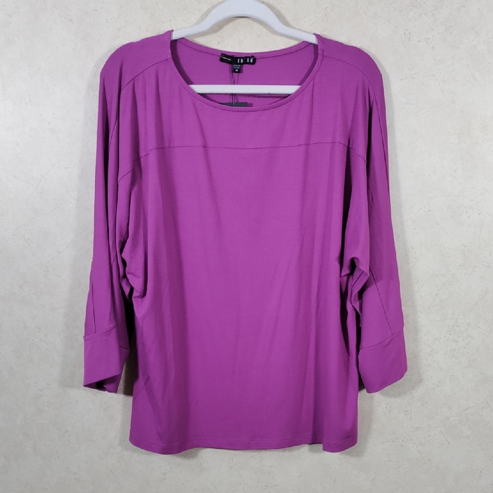 H181 Kozan violet jersey knit dolman sleeve blouse M NWT